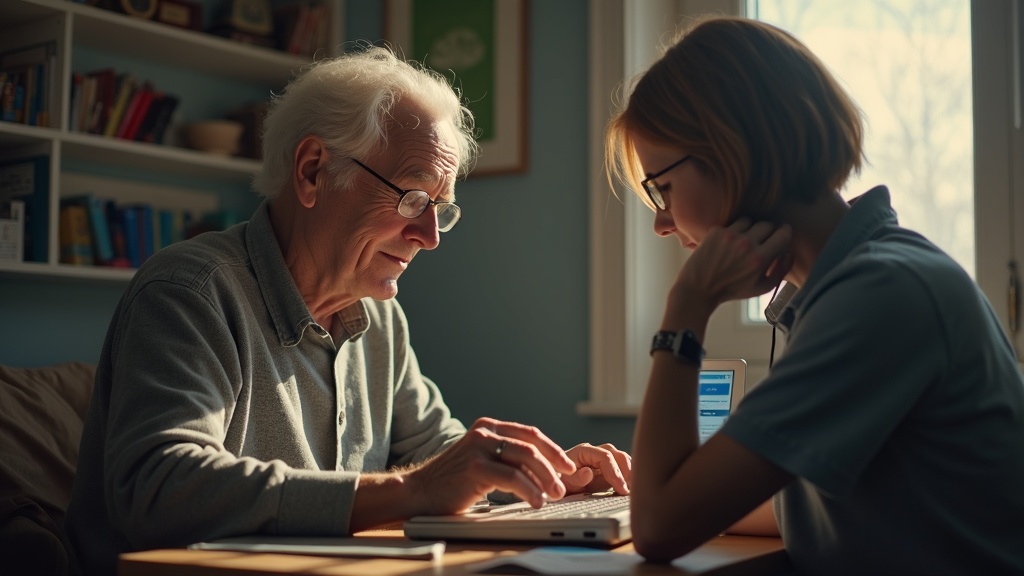 elderly person computer help