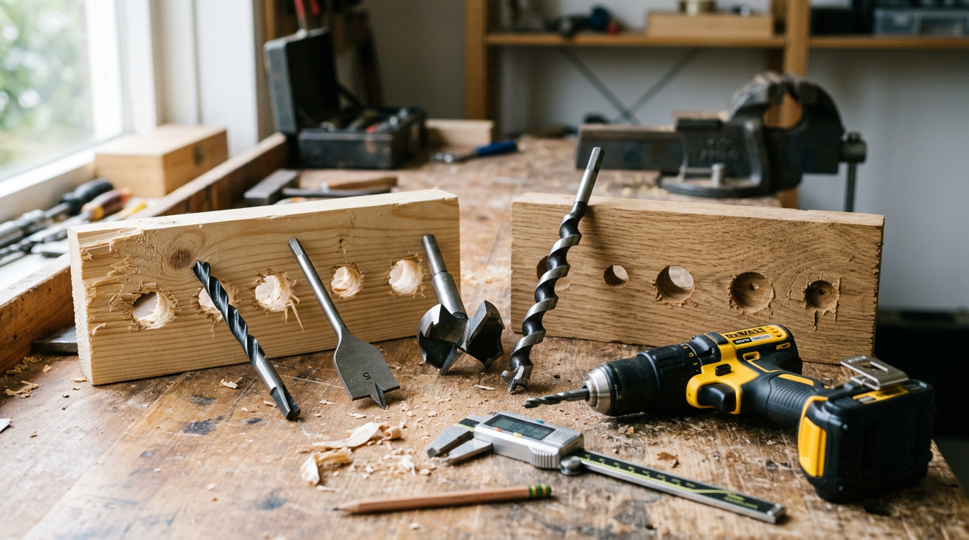 Houtboor kiezen zonder miskoop: type, maat en toerental